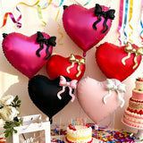 Popxstar  Heart-shaped Foil Balloon with Bow for Women Birthday Party Weddings Baby Shows Valentine's Day Anniversary Photograph  Decor