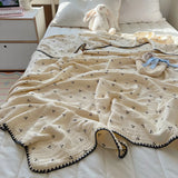 Cotton Double-Layer Gauze Kids Blanket Cute Bear Print Multifunctional Throw Blanket for Kids Beddings Air Conditioner Blanket