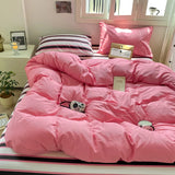 Popxstar  Striped Bedding Set Ins Korean Duvet Cover Set Flat Sheets Set With 2 Pillowcases Single Twin Full Queen Size Bed Linen Set