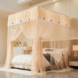 New Design Palace Quadrate Mosquito Net for Girls Pole Piercing Bed Curtain Tent Bed Room Decoration with Bracket