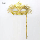 Mardi Gras Phoenix Tail Flower Masquerade Mask with Holding Stick Detachable Costume Mask Venetian Women Party Masks Halloween