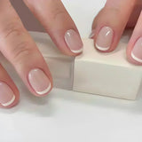 Popxstar  24Pcs Short Almond Press on nails French Tips Press on nails False Nails Simple Rose Full Cover Wearable Fake Nail Tips Art