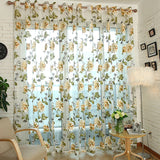 Popxstar Purple Floral Tulle curtians for Living Room Kitchen The Bedroom Sheer Shade Curtain Window Treatments Curtains Panel Draperies