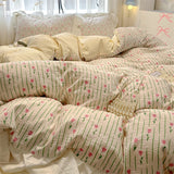 popxstar Korean Style Bedding Set with Pillowcase bed sheet Single Full Size Bed Linen Duvet Cover Set Queen/King Double Comforter Cover