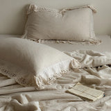 Popxstar  88% Cotton and 12% Linen Jacquard Vintage Hollow Lace Edge Summer Quilt Air Condition Thin Comforter Lightweight Blanket 1/4Pcs