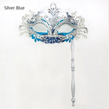 Mardi Gras Phoenix Tail Flower Masquerade Mask with Holding Stick Detachable Costume Mask Venetian Women Party Masks Halloween