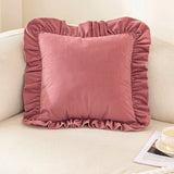Christmas Red Green Solid Color Throw Blanket Double-layer Ruffled Edge Matte Velvet Modern Simple Elegant Sofa Cushion Cover