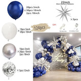 Popxstar Silver White Sequin Disco Balloon Garland Arch Kit 4D Silver Starburst Foil Balloons for Birthday Party Decorations Supplie