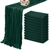 Popxstar 10PCS Set Semi-Sheer Gauze Wedding Table Runner Sage Green Cheesecloth Table Dining Party Christmas Banquets Arches Cake Decor
