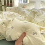 4Pcs Set Floral And Polka Dot Print Styles Duvet Cover Bed Sheet Pillowcase Full-Size Bedspread Set 1.5-Sleeper Bedding Set