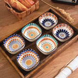Popxstar  6pcs Ceramic Bohemian Spice Dish, Salad Bowl, Snack Dish, Fruit Platter for Home Restaurant, Party Gathering, BBQ Sauce Dish
