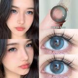 Popxstar 1 Pair(2pcs) Blue Contact Lenses Myopia Pupils With Diopters Fashion Lenses for Eyes Color Lenses Prescription Lenses