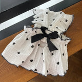 Summer Princess Dog Clothes Cute Heart Print Bow Dress for Chihuahua Puppy Sweet Skirt Cotton Dress for Girl Dog Pet Costume