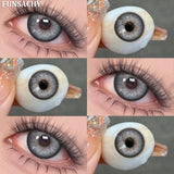 Popxstar  2pcs Color Brown Contact Lenses for Eyes Fashion Natural Gray Softlens Eye Makeup Contacts Yearly Cosmetic Color Lens