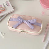 Popxstar INS Style Korean Fabric Craft Pencil Case Minimalist Bowknot Buggy Bag Student Stationery Bag Desktop Storage Bag