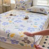 Popxstar 100% Cotton Bed Fitted Sheet with Elastic +2pc Pillowcases Kids Adult Twin Queen King Size Mattress Protector Bed Sheet Set