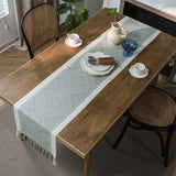 Popxstar  Table Runner Nordic Jacquard Geometric Table Flag Tassel Fashion Tea Flag Dining Flag Long Polyester Cotton Tablecloth