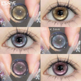 1pair Contact Lenses Bling Pupils With Diopters Blue Lenses Brown Color Contacts Gentle Contact Lenses for Girls Contacts