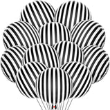 10pcs Black and White Striped Aluminum Film Balloons for Birthday Parties, Weddings, Singles Parties, Decorations