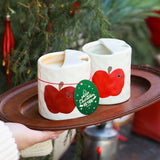 Popxstar  Coffee Cup Ceramic Cup Creative Hand Drawn Apple Milk Cup Ceramic Jewelry Multi Functional Desktop Decoration Crafts Pen Holder