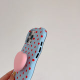 2 IN 1 Polka Dot Case for IPhone 17 16 15 14 13 Pro Max Air Lovely Shockproof Protective Wave Edges Back Cover with Stand Holder