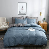 Popxstar  Simple Texture Grain Polyester Duvet Cover Set King Size Plain Queen Bedding Set Affordable Durable Quilt Cover and Pillow Case