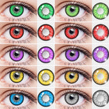 Popxstar Myopia With Diopter Lenses Cosplay Color Contact Lenses For Eyes Brown Blue Red Green Halloween Yearly Use 2pcs/pair