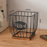 Cup shaped storage basket metal ironwork wood storage rack shelf kitchen living room home hotel restaurant cafe
