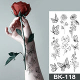 Popxstar Waterproof Temporary Tattoo Sticker snake flower rose Flash Tatoo sexy Arm Large Size Black Wrist Fake Tatto For Body Art Women