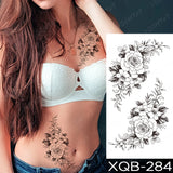 Popxstar Waterproof Temporary Tattoo Sticker snake flower rose Flash Tatoo sexy Arm Large Size Black Wrist Fake Tatto For Body Art Women