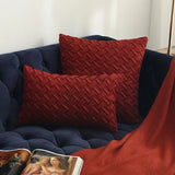 Fashion Car Backrest Cushion Cover Soft Faux Suede Home Decorative Navy Blue Pillow Cover Woven Pattern Green 45x45cm/30x50cm