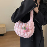 popxstar Women's Bag Korean Version Sweet Girly Style Shoulder Bag Fashion Casual Bubble Dumpling Bag Fold Cloud Bag Fashion Exquisite