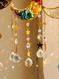 Popxstar  Crystal Sun Catcher Prism Wind Chimes Moon Catchers Rainbow Maker Prism Hanging Decor Wind Bell Garden Decoration Outdoor Gifts