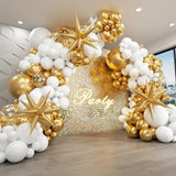 Popxstar Silver White Sequin Disco Balloon Garland Arch Kit 4D Silver Starburst Foil Balloons for Birthday Party Decorations Supplie