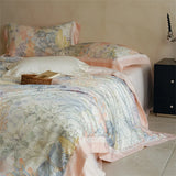 Luxury 100% Mulberry Silk Bedding Set 4pcs Foral Print Duvet Cover Bed Sheet Pillowcase Queen King Size Fitted Sheet Bed Linen