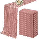 Popxstar 10PCS Set Semi-Sheer Gauze Wedding Table Runner Sage Green Cheesecloth Table Dining Party Christmas Banquets Arches Cake Decor