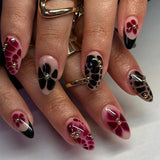 Popxstar 24pcs White Flower Fake Nail Tips Ins Yellow Pink Blush False Nails Wearable Full Cover European Almond Shaped Press on Nails