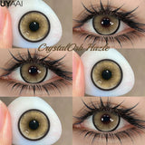 Popxstar 2PCS Color Contact Lenses with Prescription Natural Blue Contact Lens Brown Pupils Beauty Eyes Lenses CrystalOrb Series
