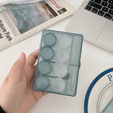 Popxstar 4 Pairs Cherry Blossom Powder Contact Lens Case Blue Cosmetic Lens Container Portable Travel Set Spectacle Case Storage Lens