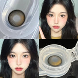 2Pcs New Colored Contacts Lenses with Myopia Yearly Brown Lens Soft Fashion Colored Cosmetics Natural Beauty Pupils