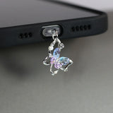Popxstar Mobile Phone Dust Plug Pendant New Butterfly With Artificial Pearls And Diamonds Accessory Decoration For IPhone Type-c Port