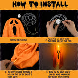Popxstar Halloween Party LED Glow Ghost Home Indoor Outdoor Decoration Supplies 2024 Haunted House Bar Hanging Horror Props with Lights