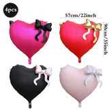 Popxstar  Heart-shaped Foil Balloon with Bow for Women Birthday Party Weddings Baby Shows Valentine's Day Anniversary Photograph  Decor