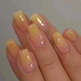 Popxstar 24pcs Gradient Fake Nails French Ballerina Nail Waterproof Faux Medium Coffin false nails Fingernails Press on Nails Tips