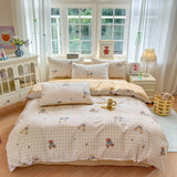 Popxstar  Floral Printed Duvet Cover 1Piece- 100% Cotton Luxury Bedding, Pre-Washed for Softness, for Bedroom Decor - Zipper Closure