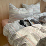 Popxstar  Nordic Ins Bedding Set Pure Cotton Duvet Cover Set Bed Sheets Set Skin-Friendly Single Twin Full Queen Size Flat&Fitted Sheet