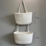 Wall-mounted storage basket storage bag hand knitting Cotton fabric material Nordic style kitchen household Small item storage