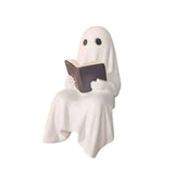 New Halloween Sit Specter Statue Resin Miniature Size Reading Specter Statue with Book Specter Ornament Desktop Decoration