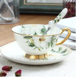 Popxstar  Ceramic Coffee Cup Elegant Flower Tea Cup and Saucer Afternoon Dessert Porcelain Tea Cup Saucer Set Tea Cafe Espresso Cup