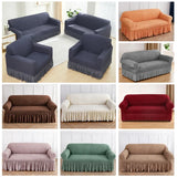 1/2/3/4 Seater Seersucker Sofa Slipcover with Skirt Universal Stretch Sofa Couch Slipcover Easy Fitted Chair Furniture Protector